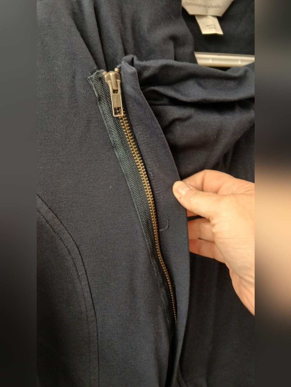 Christopher & Banks Asymmetrical Zip Jacket XL Dark Navy – Knit Utility Style - Picture 4 of 8